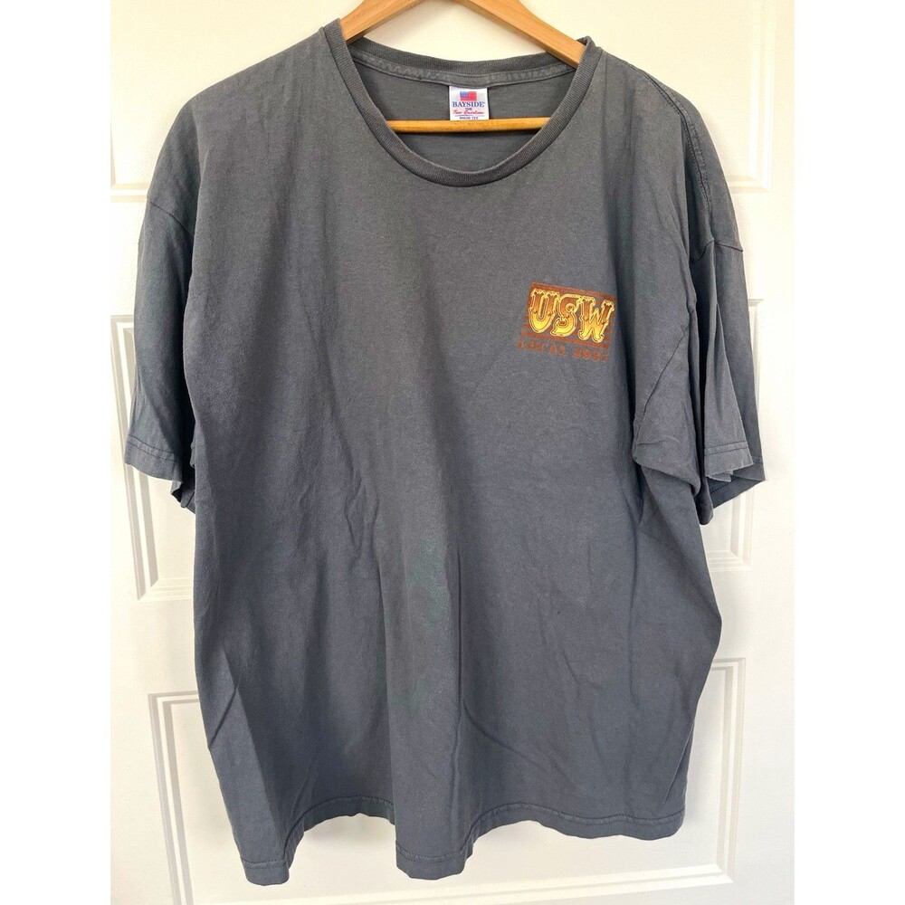 USW Local 3937 Steelworkers Shirt 2XL Gray Bayside Made In USA Workwear Tee